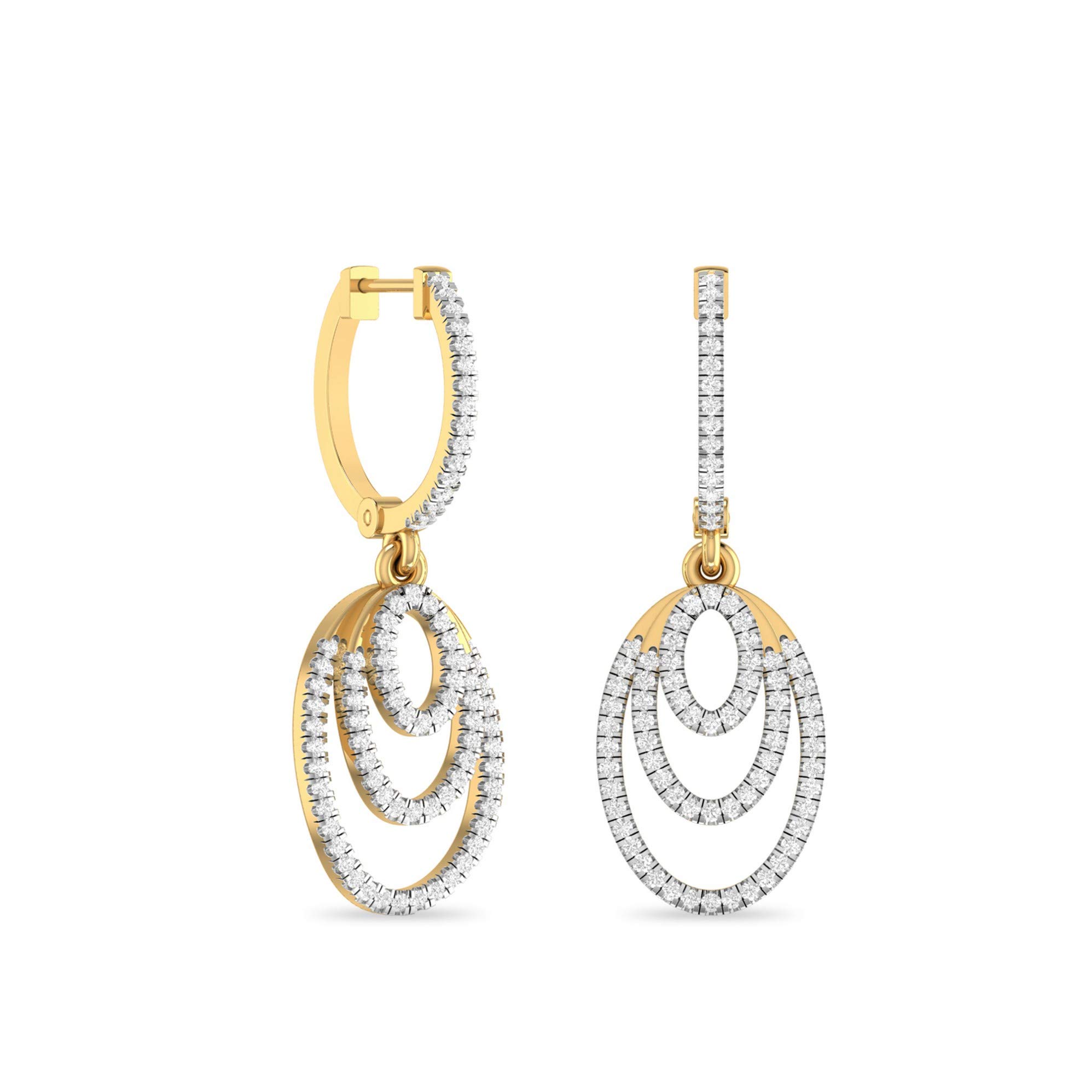 Yellow Gold and Diamond Stud Earrings for Women-image-25