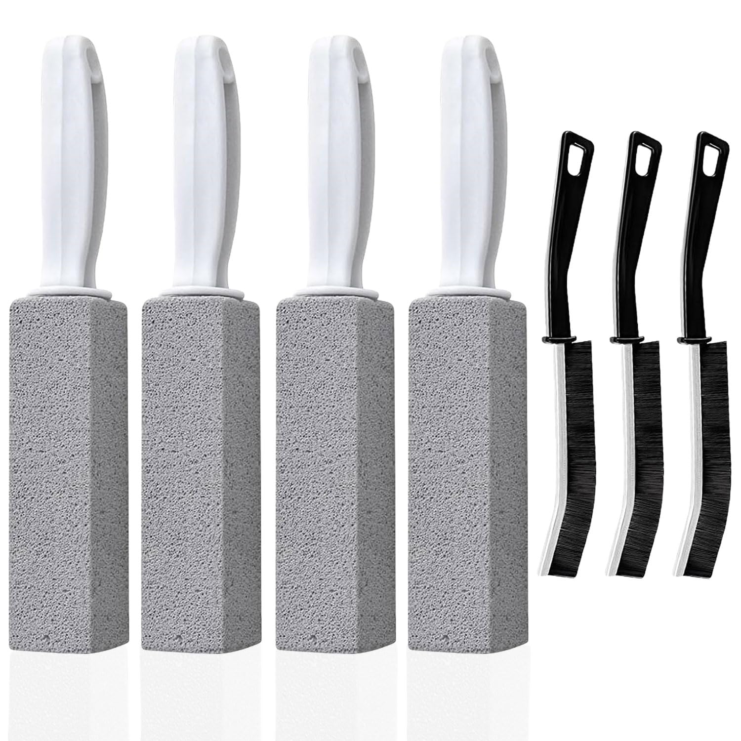 4 Piedras Pómez + 3 Cepillos, Limpieza para Inodoro, Baño y Cocina, Limpia Manchas Difíciles, No Daña la Cerámica, Limpiador de Piedra Pómez para Superficies Duradero