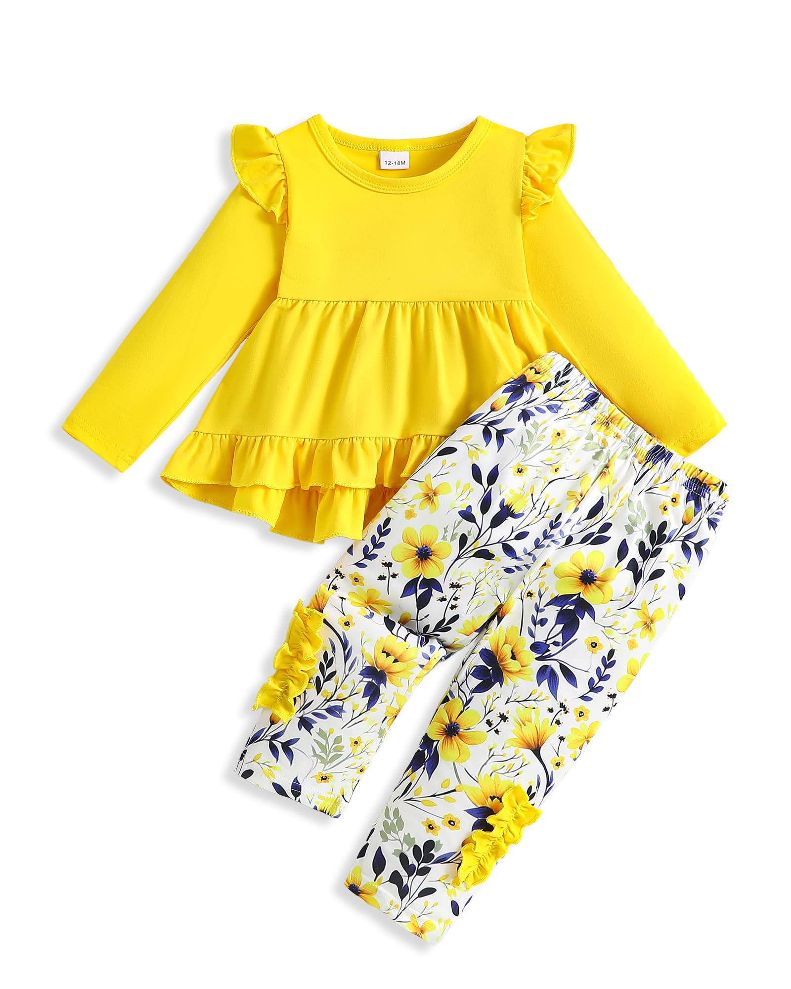 Weebaby Baby Girl Clothes Infant Toddler Girl Clothing Ruffle Shirt High Low Top Floral Allover Pant Little Girls Clothes