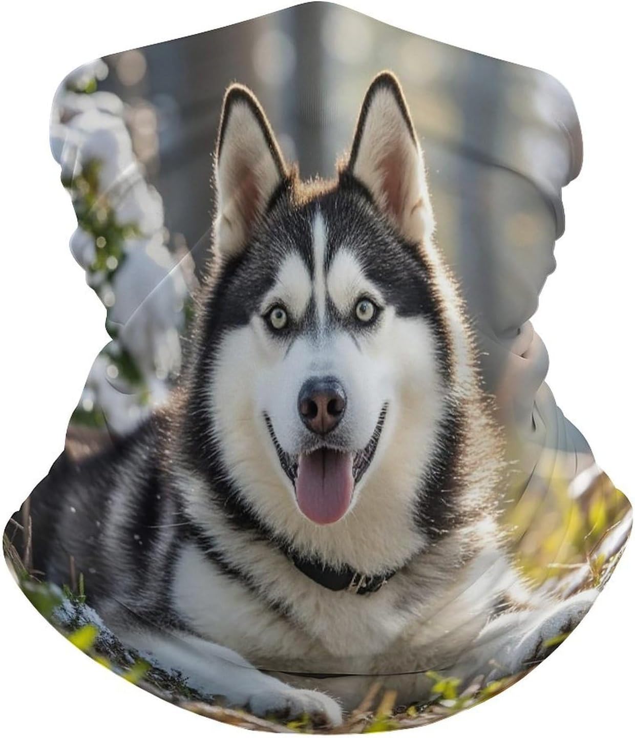 Multi-Use Double Sided Adorable Huskies Print Neck Gaiter Face Cover Scarf, Breathable Cooling UV Sun Protection Face Mask, Soft Bandana Head Wrap Headwear for Men Women Outdoor