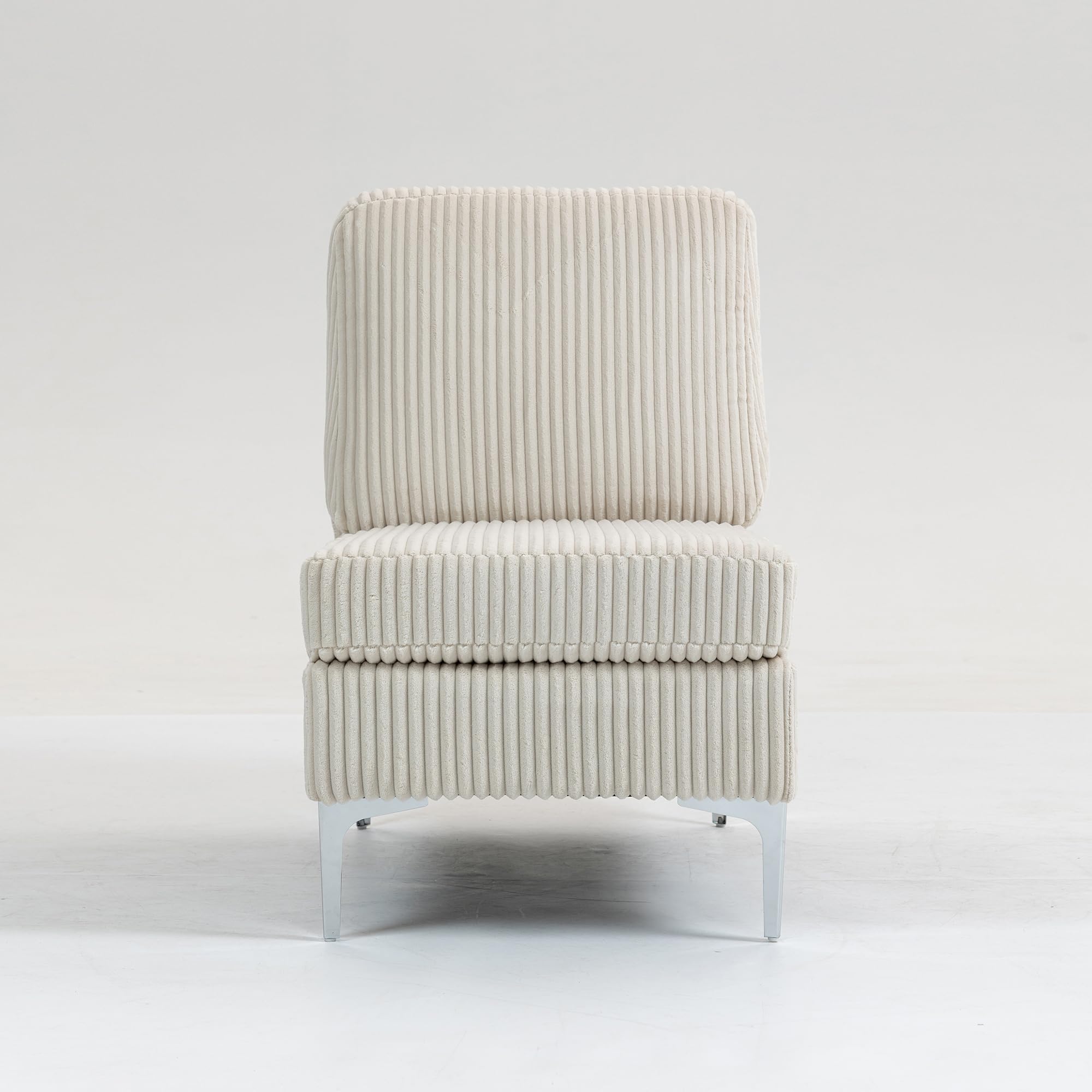 Modular Sectional Sofa Armless Seat Module Corduroy Accent Chair with Removable Back Cushion Customizable Living Room Furniture for