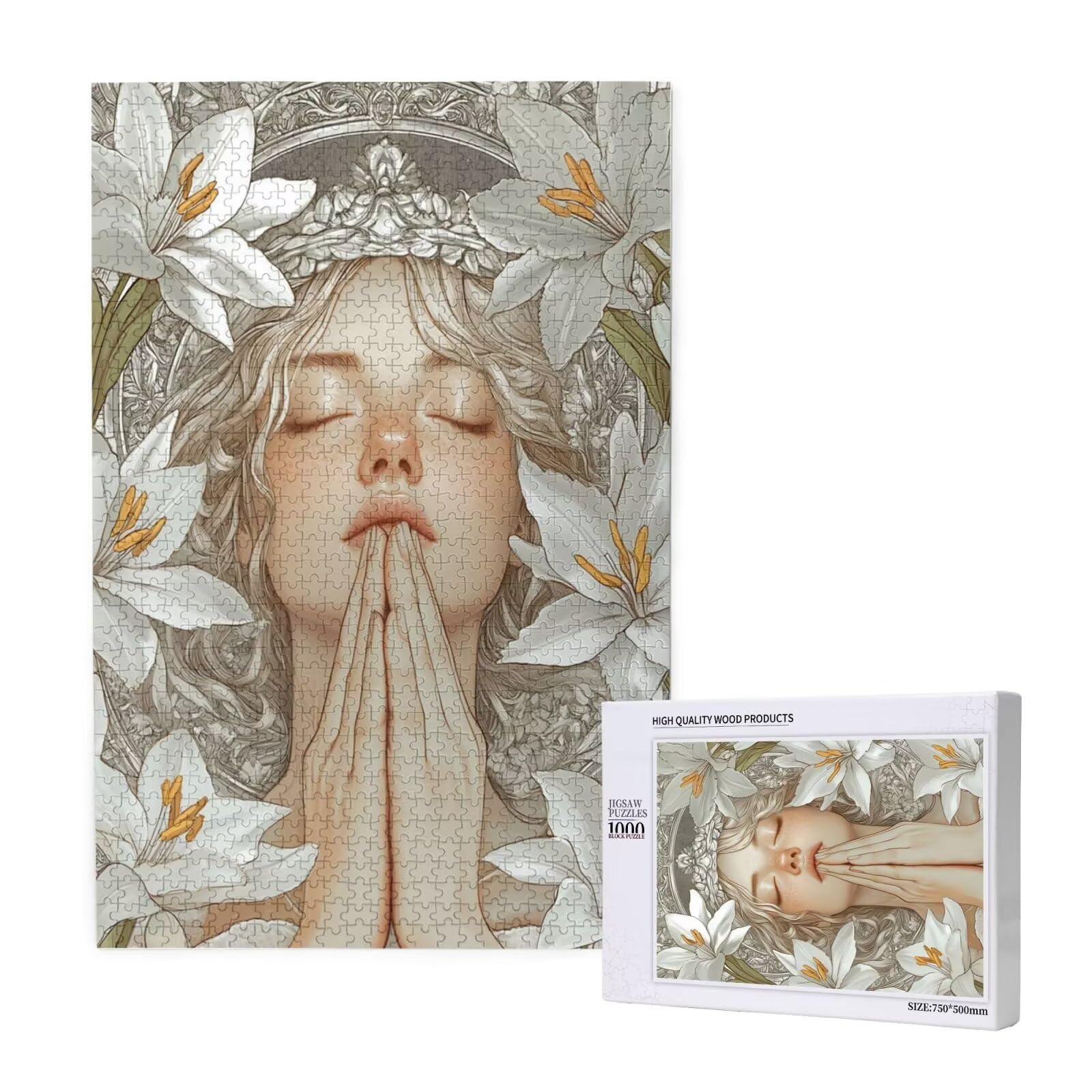 Femme Puzzle Fleur 3000 Pièces Adultes, DIY Puzzles Classiques Art avec Boîte d'emballage et Photos de Référence, Relaxation/Soulagement du Stress/Jeux Amusants, Creatif Cadeau pour Femme M-1824