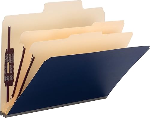 Smead Carpeta de clasificación SuperTab con cierres SafeSHIELD, pestaña de gran tamaño, 2 divisores, expansión de 2 pulgadas, tamaño carta, azul