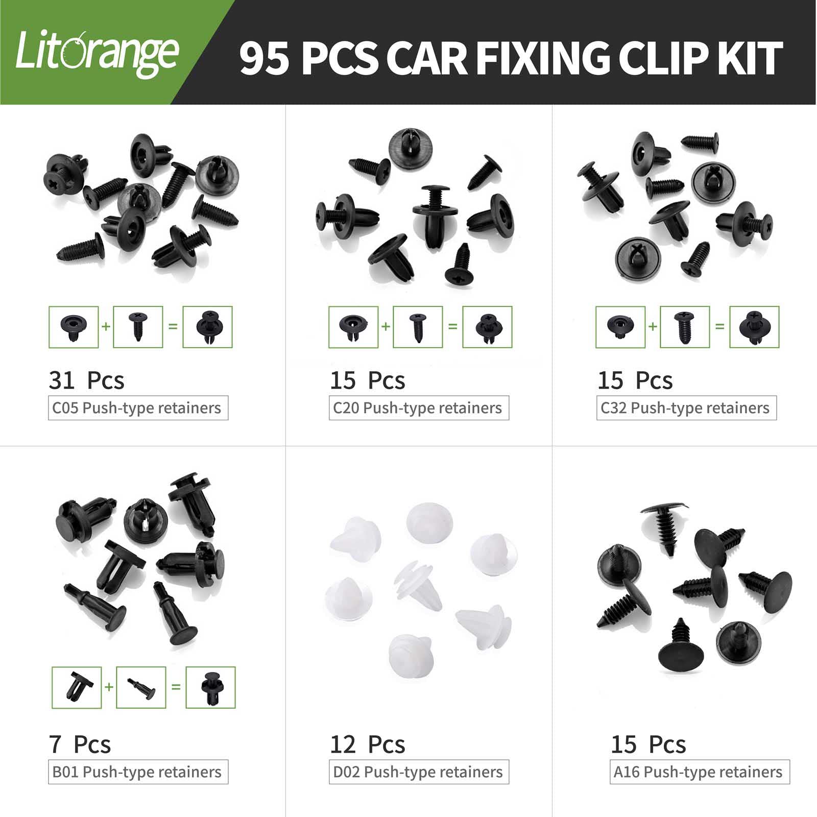 95 Clip Fissaggio Auto E 5 Strumenti Rimozione: Kit Universale Rivetti In Nylon Per Parafanghi, Pannelli Porta, Paraurti, 6 Tipi Di Clip Con Scatola Portaoggetti