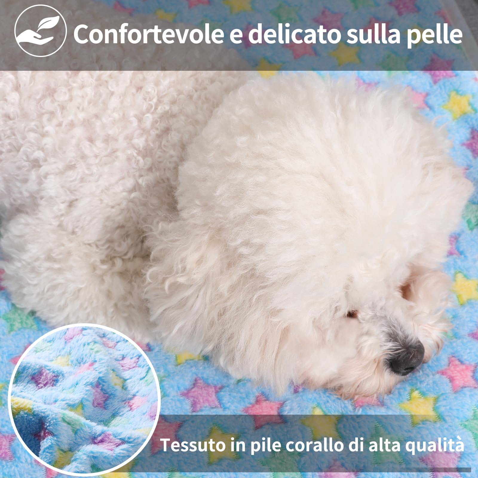 COMSLE Coperta per Cani Cane Gatto Lavabile Durevole, 3 Pezzi, Coperte per Cani in Morbida e Calda Flanella, Copertina per Cani Gatti Adatto per Cani di Piccola e Media Taglia, 76 * 52CM Stella