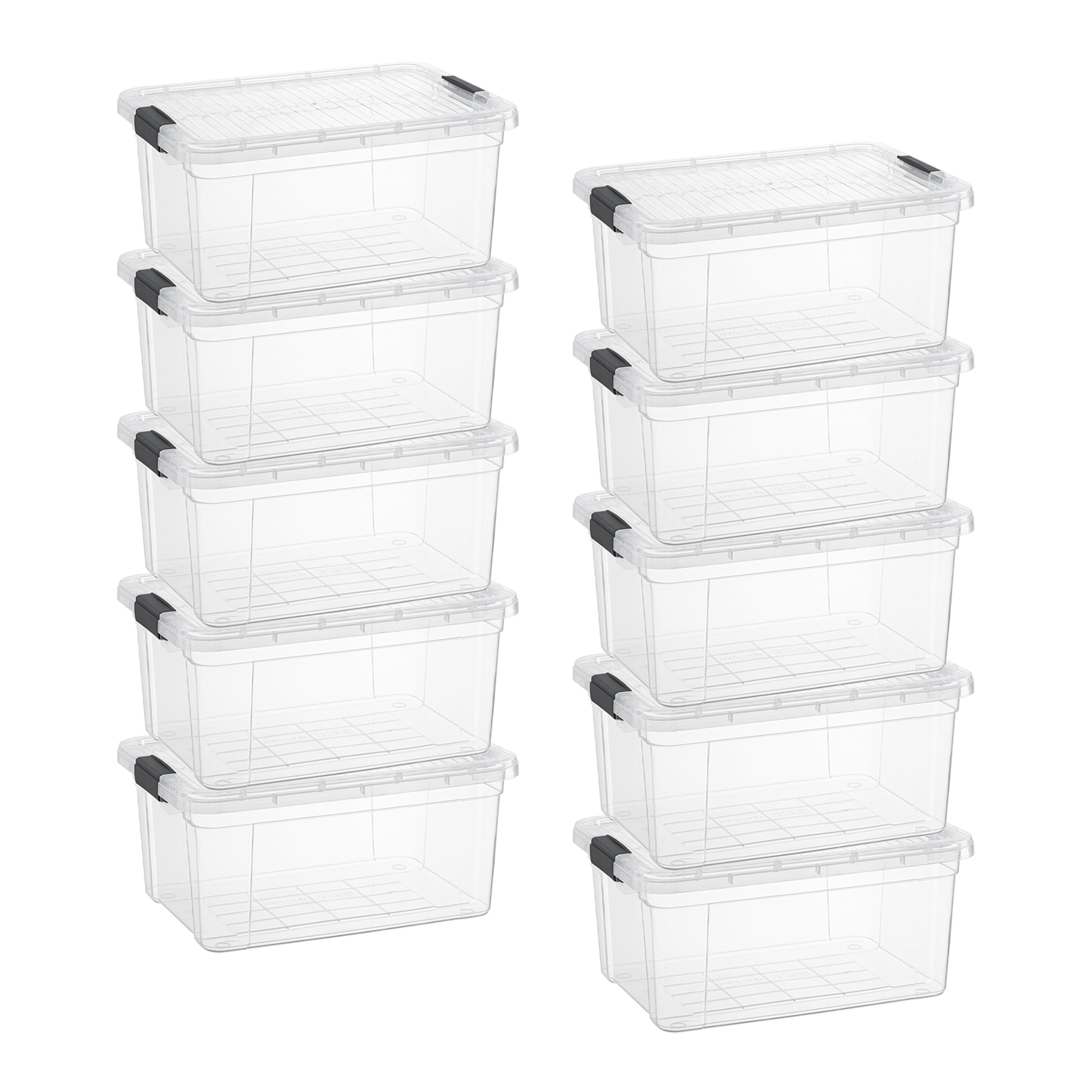 Superio 6.6 Quart Clear Plastic Storage Boxes with Lids, Stackable Organizer Containers, BPA-Free Storage Bins for Home, Office, School &amp; Dorm, 10 Pack