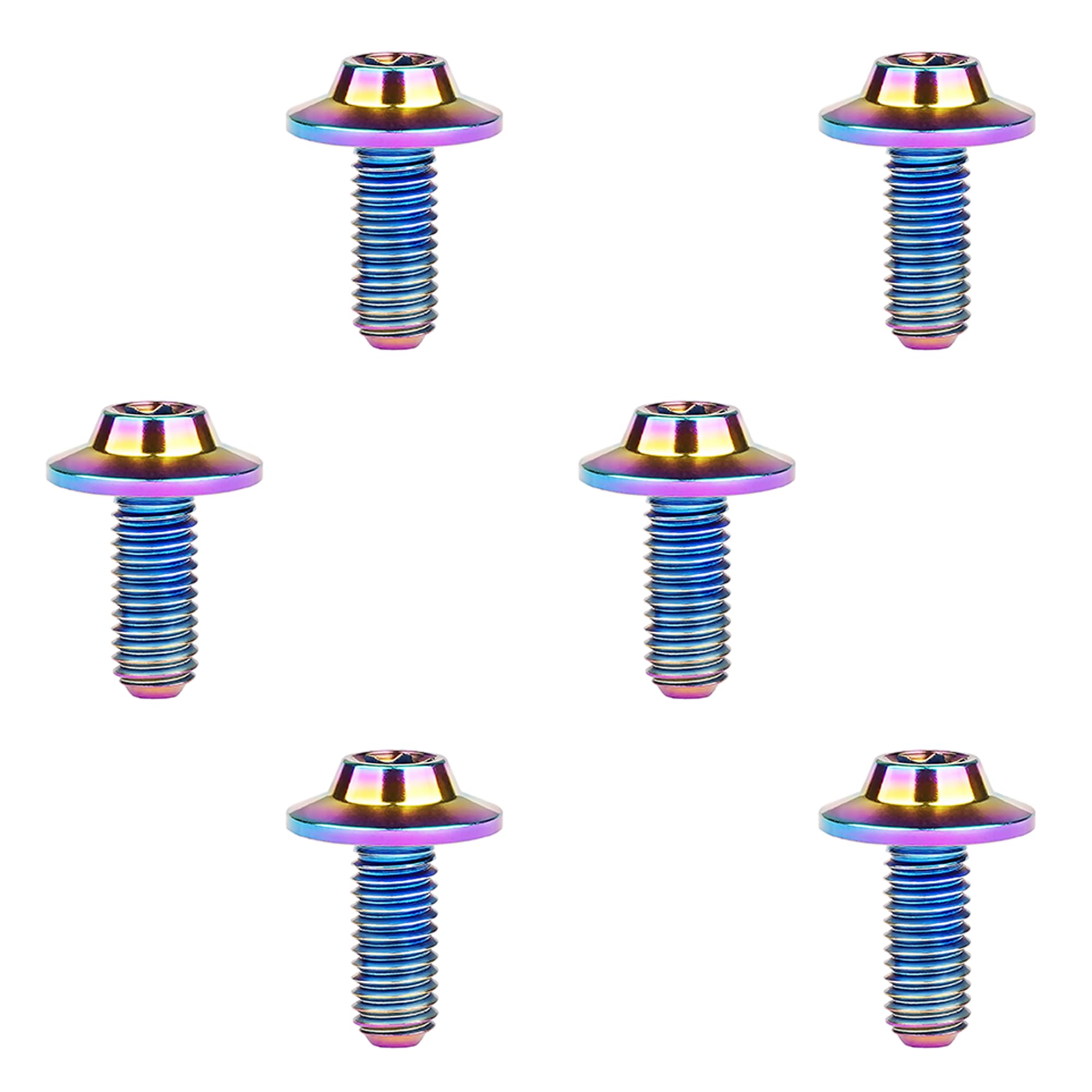 DWAMMEBRS Bolt M5 M6x10 12 15 20 25 30 35mm T25 T30 Torx Head Screw Pack of 6(Rainbow,M5x12mm)