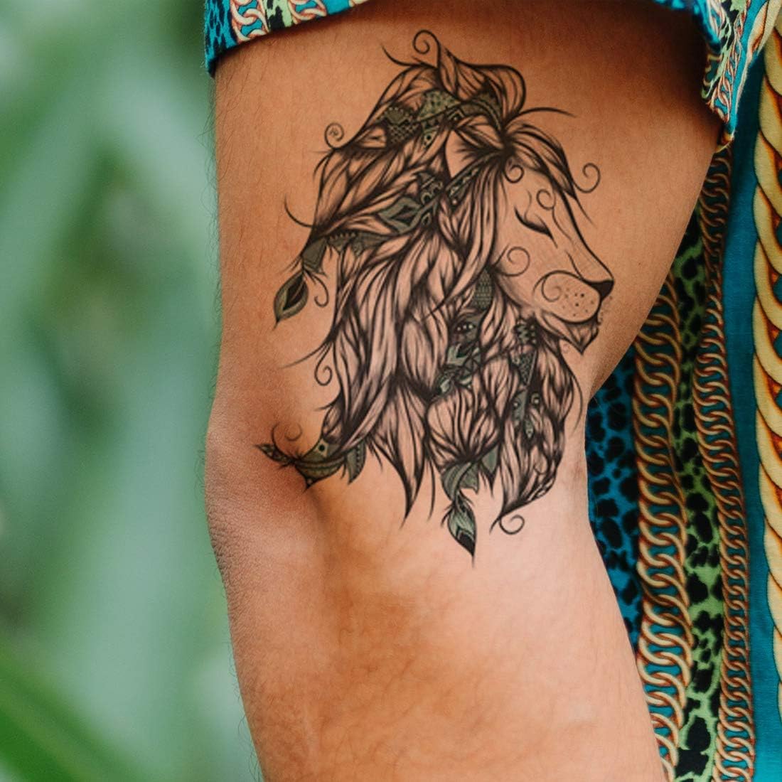 Temporary Tattoowala Lion Black Temporary Tattoo Stickers For Girls, Men, Women Fake Tattoo Waterproof body Art 2