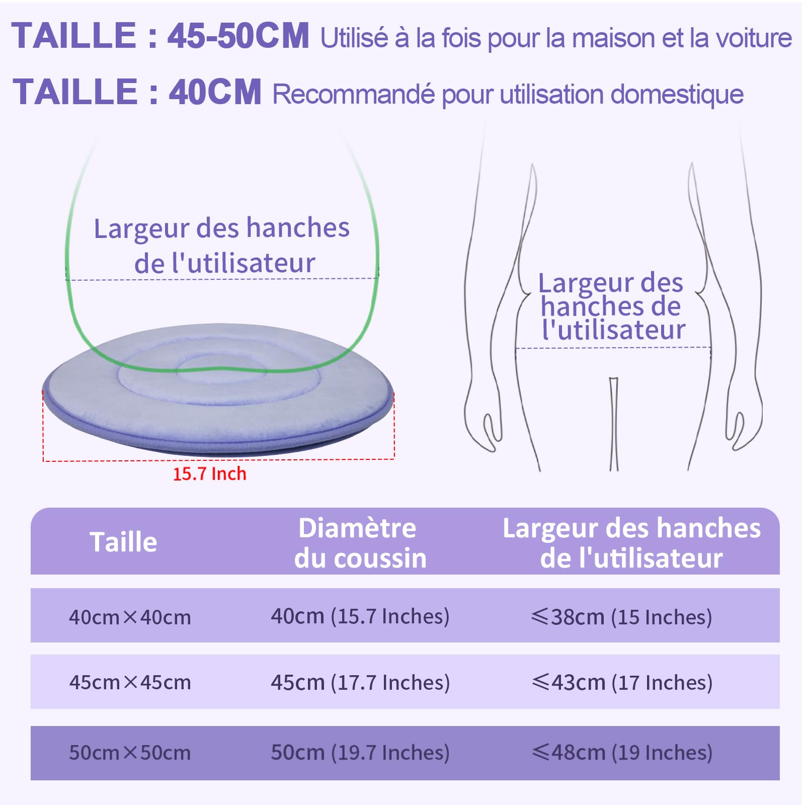 Assise Pivotante Ehucon 360 Degrés pour Personnes Âgées, Femmes Enceintes, Personnes Handicapées, Facilitant le Transfert du Lit au Fauteuil Roulant ou à une Chaise (Violet, 50cm)