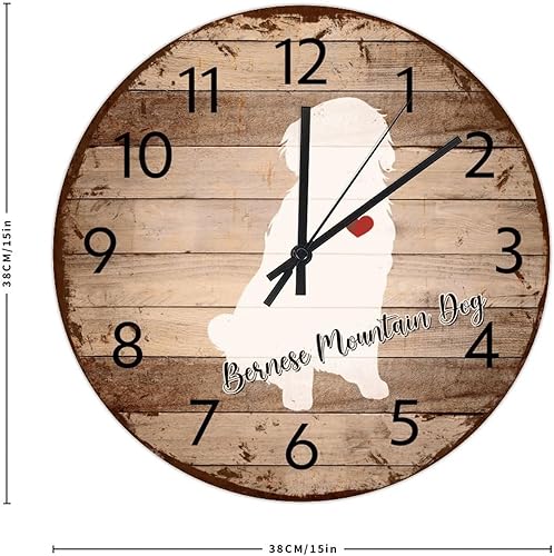 Miniatura 10 de Reloj de madera minimalista que funciona con pilas, sin tictac, analógico, pomerania, hermoso reloj de pared, silueta de beagle para mascotas,