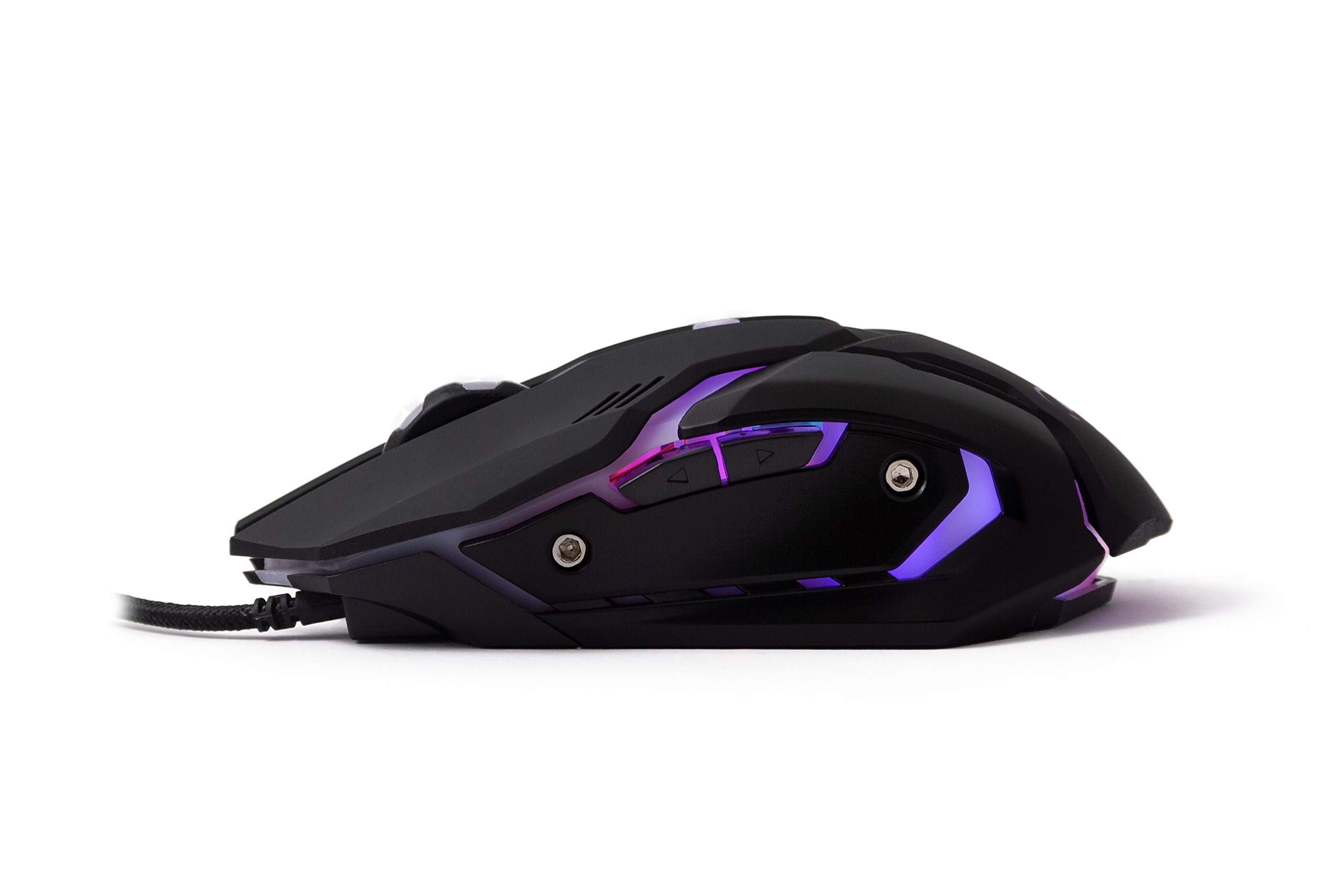 Deep Gaming X-Wing Setup Gaming 4 en 1: Teclado Membrana QWERTY con Ñ retroiluminado, ratón óptico LED 2400 dpi, Auriculares Gamer con micrófono, Alfombrilla Antideslizante. PC/Xbox One/PS4, Negro