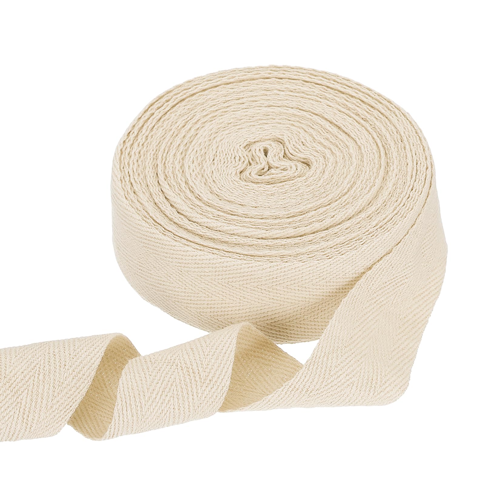 QUARKZMAN Nastro in Tela di Cotone A Spina di Pesce 30mm x 10 Metri Rollo di Nastro A Binda per Cucito Fai da Te Regalo Imballaggio, Beige