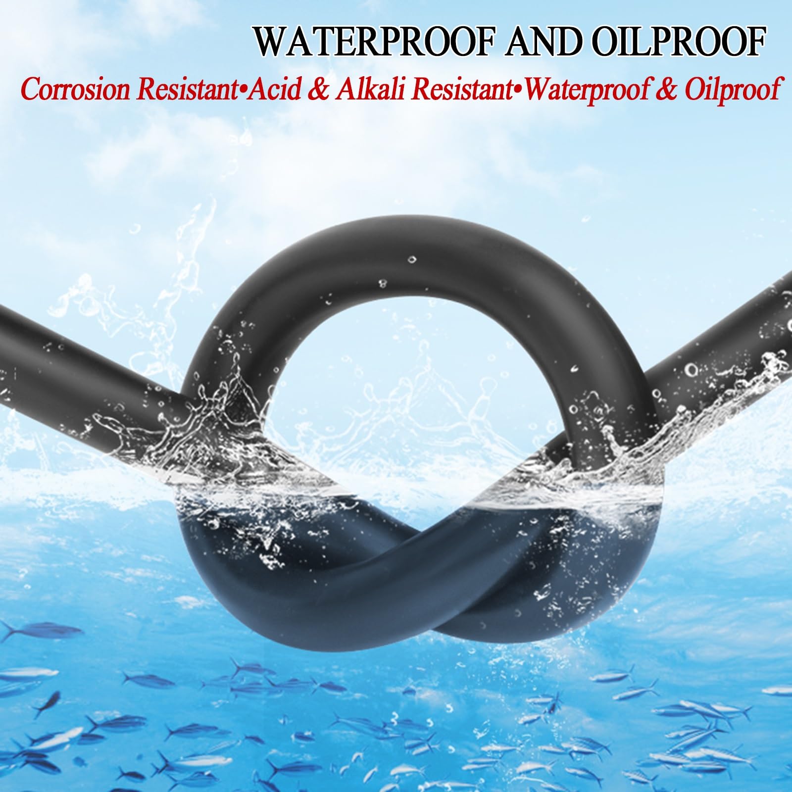 Cavo Water Blocking 2/3/4/5 Conduttori OFC 8–20AWG(0,5–6mm²) Per Pompe Sommerse Flessibile Impermeabile Guaina Semi Gomma 300/500V Cavo Alimentazione Per Pozzi Profondi E Uso Esterno(3C,8AWG)
