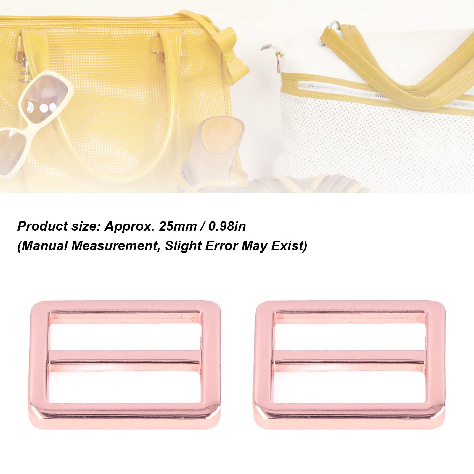 PATIKIL Fibbie Scorrevoli Tri-Glide Da 1 Pollice – Confezione Da 10 Fermagli In Metallo Oro Rosa Per Cinghie, Zaini, Borse E Cinture Fai-da-te - 4