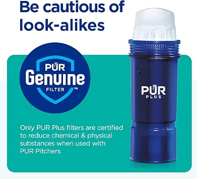 PUR Plus 7-Cup Water Filter Pitcher, Cleaner, Great-Tasting Water, Dishwasher Safe, Powerful, Lead-Reducing Filtration, LockFit Cap Design, Smoke