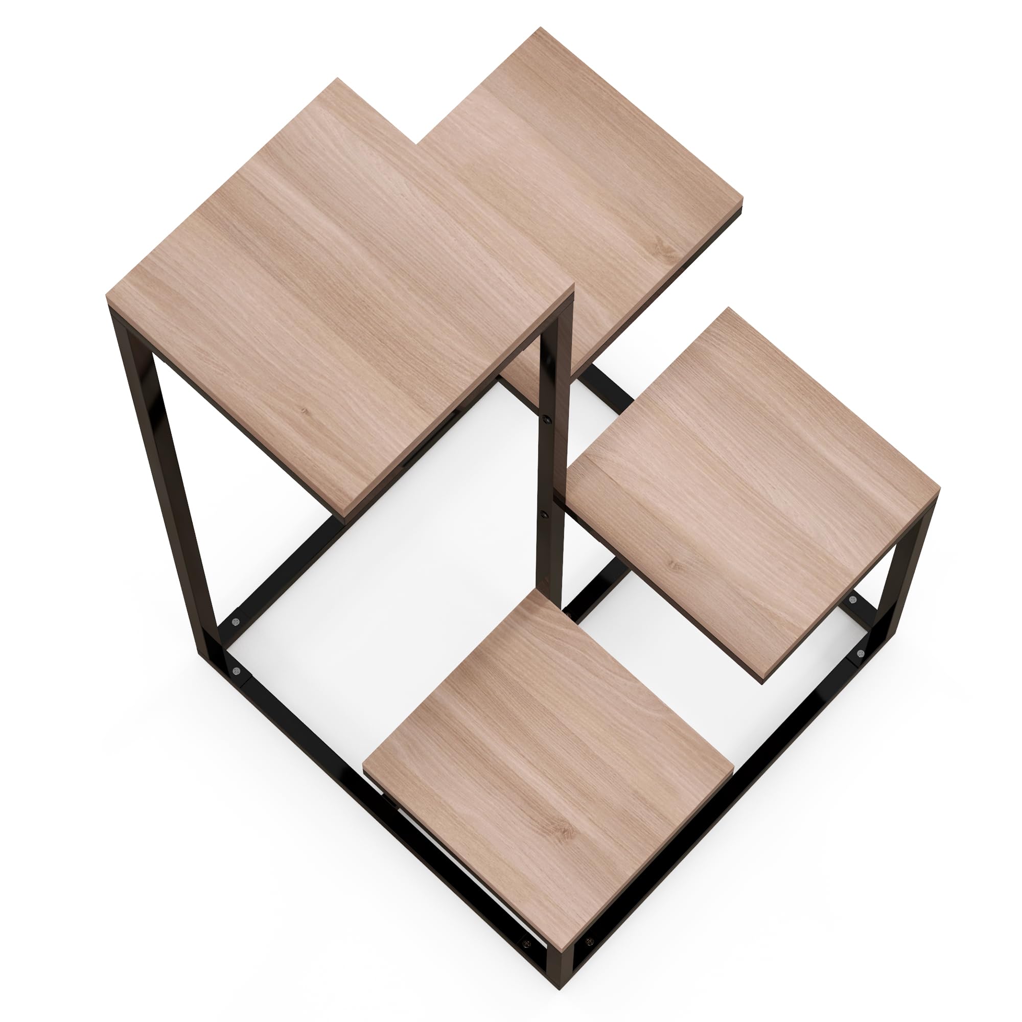 Outsunny Étagère à plantes, étagère à fleurs en bois et métal, 4 niveaux de différentes hauteurs, style industriel, 40 x 40 x 75,5 cm, noir et marron