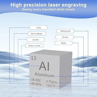 Aluminium Cube 1 99.99% Purity High Density Metal Element Cube for Element Collection Experiment Material Heavy Small Objects Experience Creative Gift