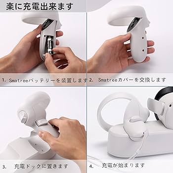 VRヘッドセット コントローラー及び バッテリーポートカスタム付き Amazon | Smatree Quest 2用の充電ドック,VRヘッドセットとTouch
