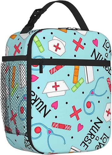 Miniatura 2 de Lonchera térmica para mujeres y hombres, lonchera reutilizable para oficina, trabajo, picnic, playa con correa ajustable para el hombro (Love A