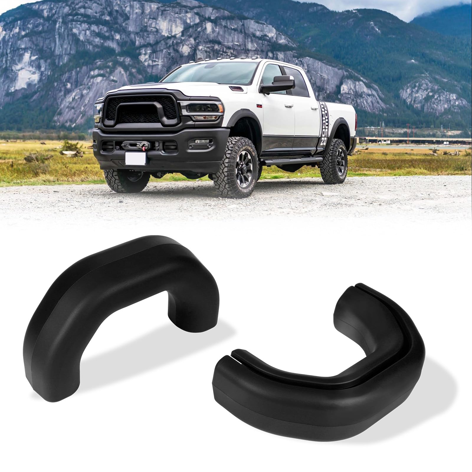 PIFOOG Front Tow Hook Covers Fit for RAM 2500 3500 2026 2025 2024 2023 2022 2021 2020 2019 Silicone Black Towing Hitch Cover Exterior Decorative Accessories Trust in God Car Mirror Stickers Decor Trim
