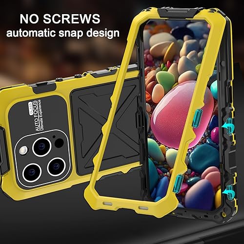 Miniatura 5 de Funda de metal de grado militar compatible con iPhone 15, con protector de pantalla, cuerpo completo, a prueba de golpes, a prueba de polvo, carcasa