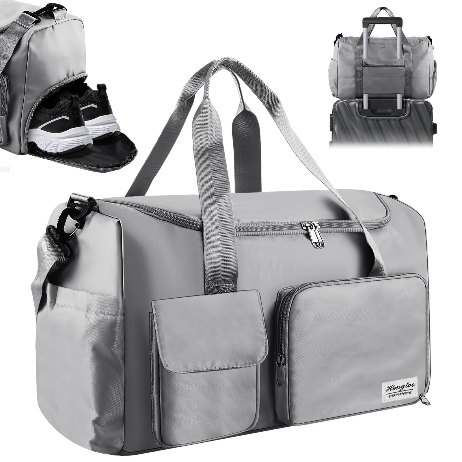 Lychico Large Sports Duffle Bag with Shoe Compartment, Waterproof Gym Bag for Men & Women, Multi-Compartment Holdall for Travel, Work, Overnight