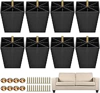 Vista 8 de TURSTIN Patas de Muebles de Plástico Patas de Sofá Cuadradas Cónicas Pies de Sofá con Tuercas en T M8 Tornillos para Patas Sofás Sillas Gabinetes