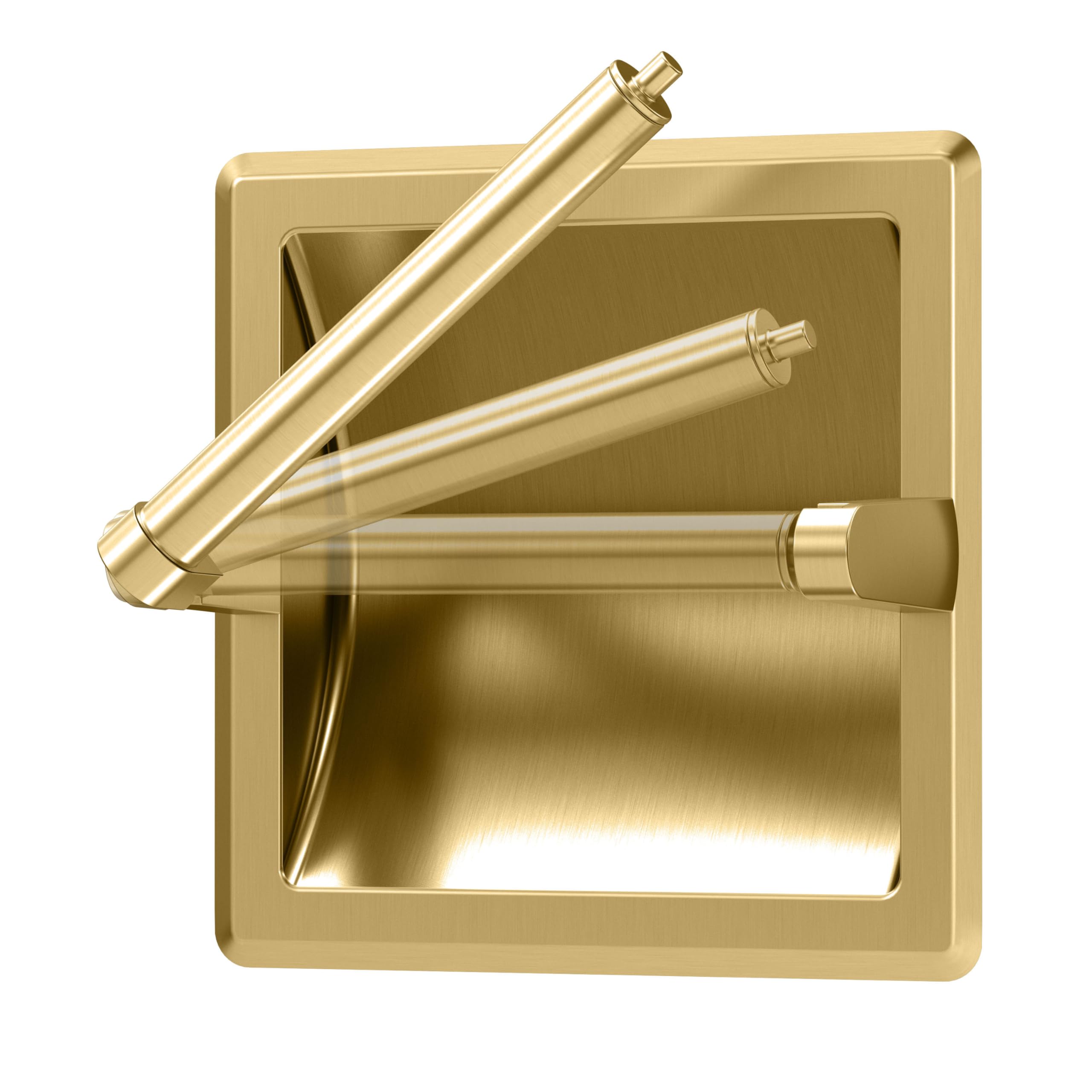 Gatco 753 Recessed Pivoting Toilet Paper Holder, Wall Mounted, Heavy Duty Metal Tissue Holder for Bathroom – Available in Brushed Brass — Amazon image 4