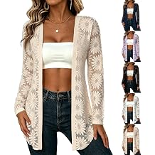 Lightweight Cardigans for Women Boho Floral Sheer Lace Shrug Cardigan