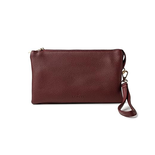 KEDZIE Eclipse Vegan Leather Convertible Purse Wallet Crossbody Bag for Women - Colorblock Wine
