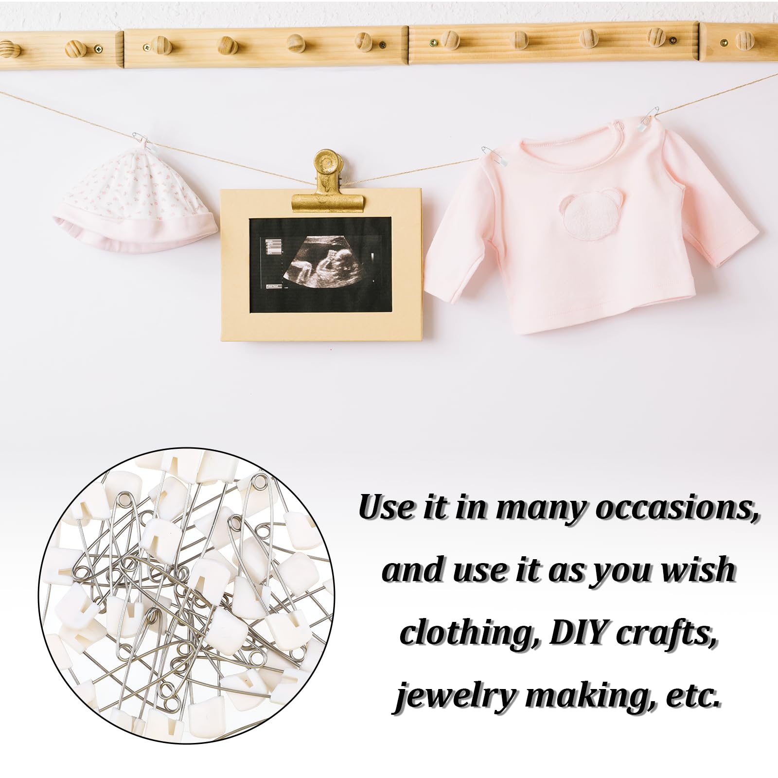 50 Spille Da Balia Per Pannolini - Aghi Di Sicurezza 4 Cm Per Cucito E Craft, Colore Bianco - Foto 6