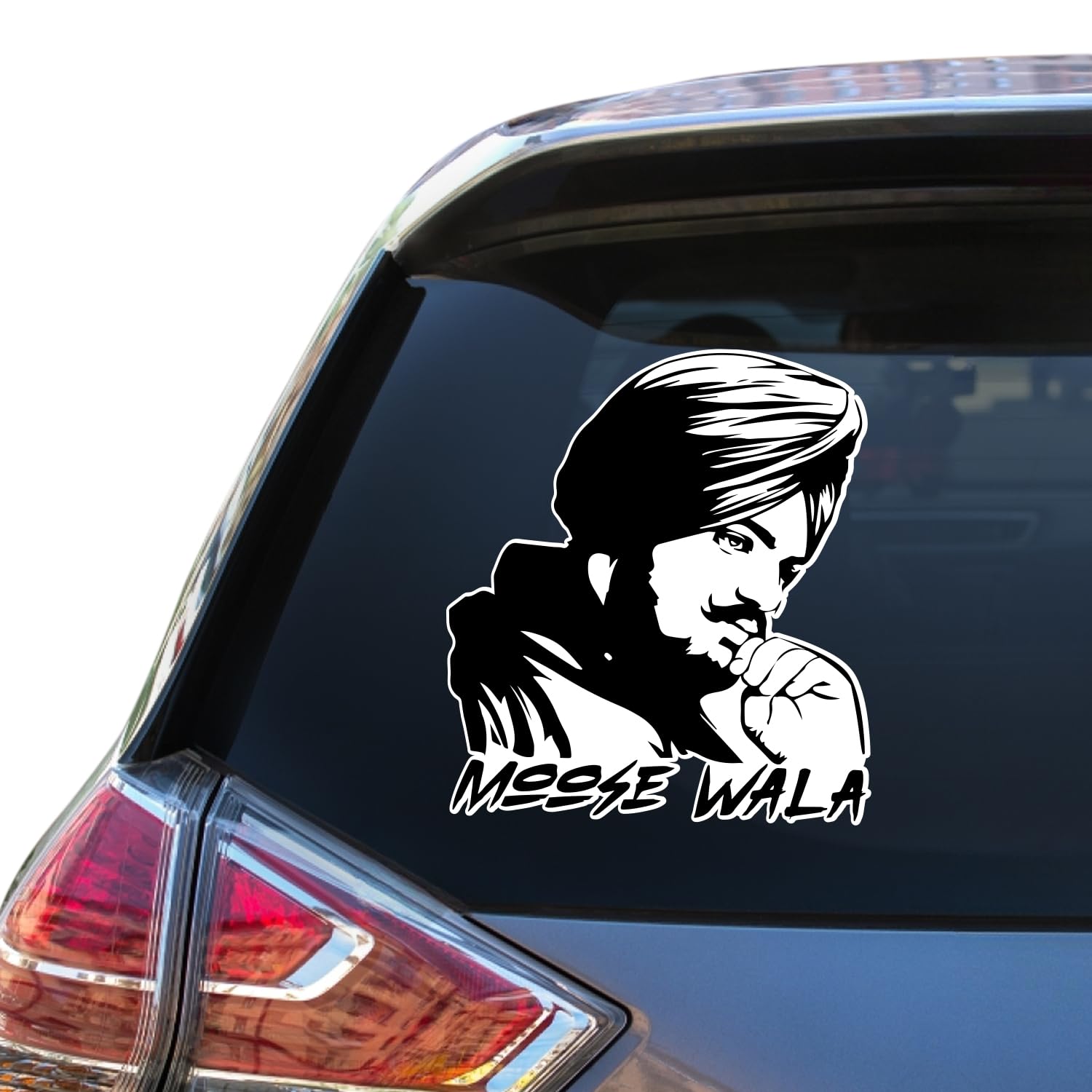 Superss Sidhu Moose WALA car Stickers Vinyl Decal car Sticker, Glass, Styling for Die Cut PVC Sticker (White & Black)(w7xh8inch)
