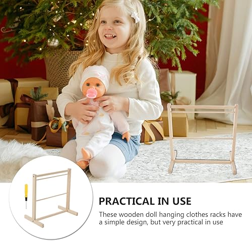 Miniatura 6 de Mini perchas de madera para muñecas, perchero, chaqueta, organización, estante para muñecas, abrigos, vestidos, accesorios para casa de muñecas y