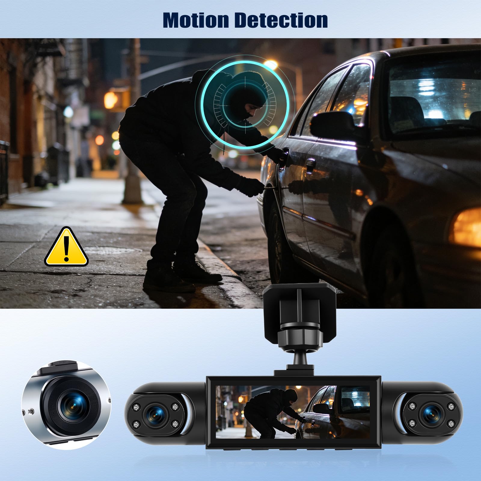 OiLiehu Cámara para Salpicadero 3,16 Pulgadas para Coches, Grabación Frontal e Interior Full HD 1080P, Lente Dual con Gran Angular 150°/G Sensor/Grabación en Bucle/Visión Nocturna