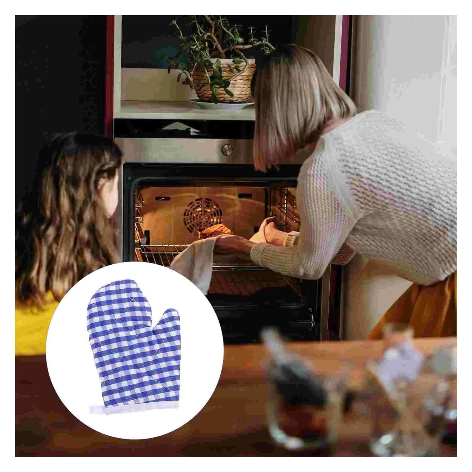 MRKU Guantes para Hornear, Guantes de Cocina para Horno, 2 Unidades, para microondas, niños, Alfombrilla, Toalla, Anti-Quemaduras, poliéster