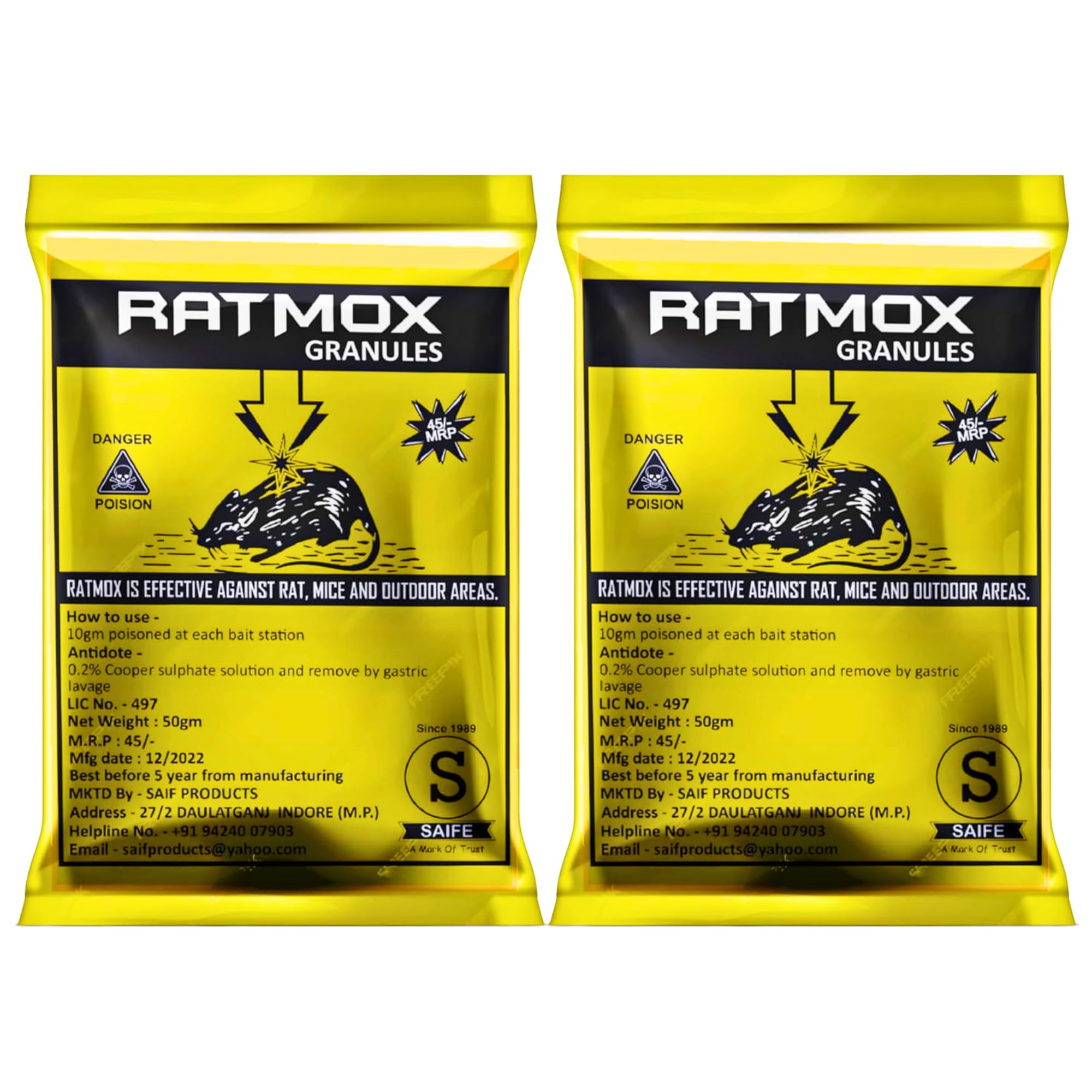 Saifproducts Ratmox Rodent Control Granules 50g Brown Granule Long Lasting | Home, Warehouse, Office Outdoor Use | Safe Handling Clean Environment (Pack of 2)-picture-23