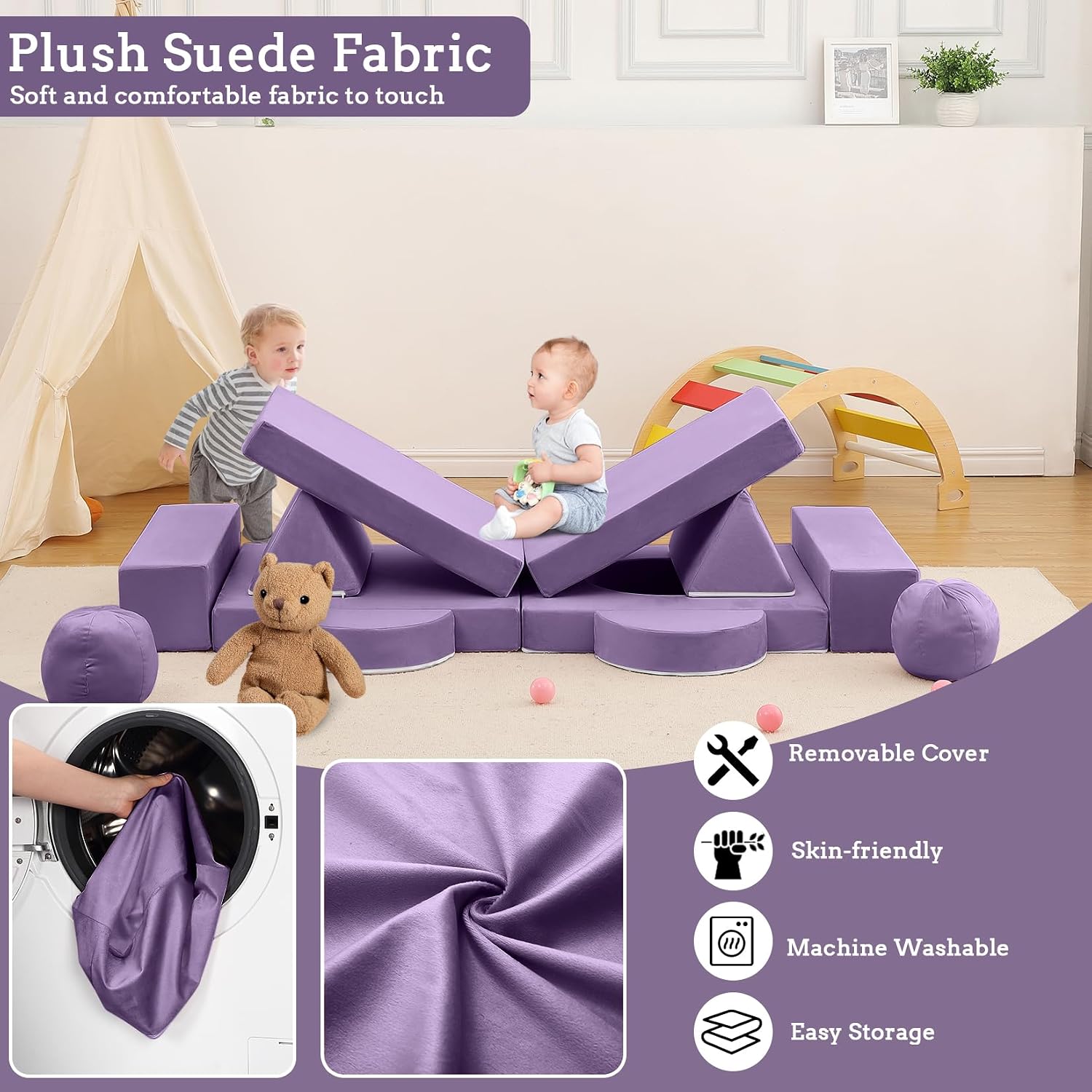 IDEALHOUSE 12-Piece Modular Sofa, Children's Play Sofa Set