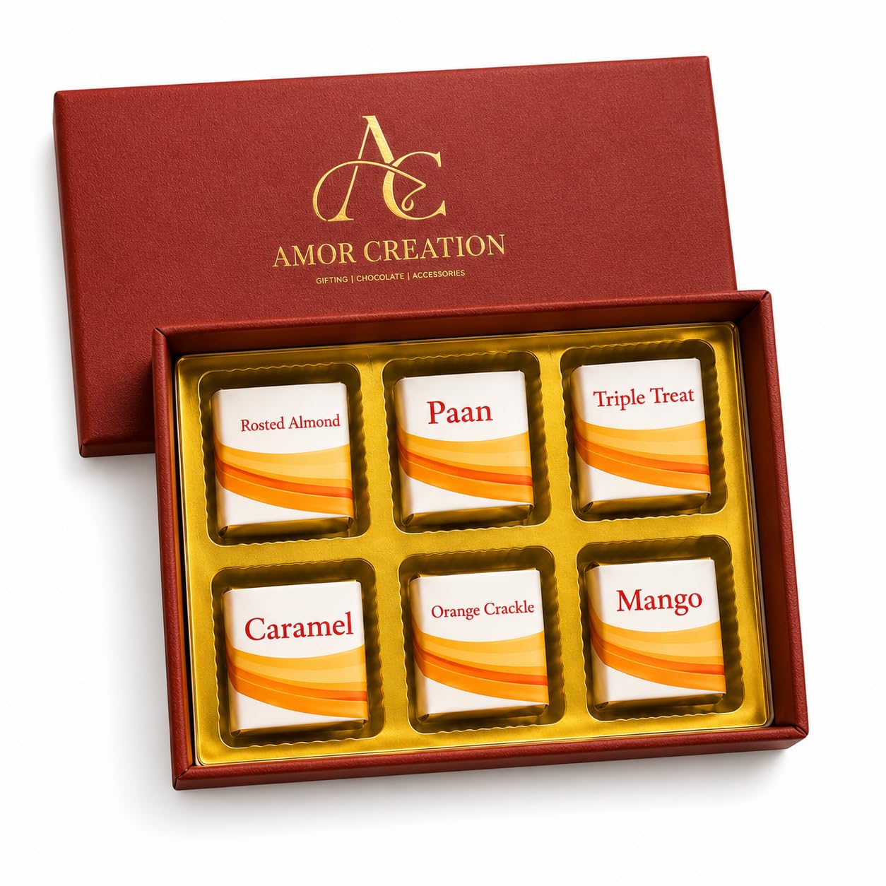 AMOR CREATION Handmade Assorted Chocolate Gift Box | 6 Assorted Chocolates | Premium Chocolate Gift Pack for Raksha Bandhan, Birthday & Gifting-image-12