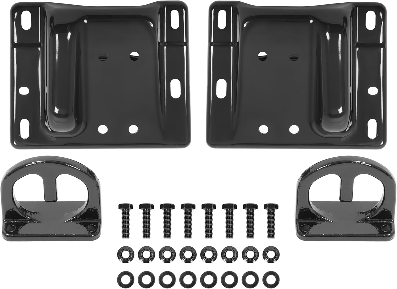 KUAFU Front Bumper Bracket Compatible with 2003-2018 Dodge Ram 2500 3500 Replace for 68196252AB, CH1067140, 68196253AB, CH1066140 Bumper Support Retainer Mounting Braces W/Tow Hook Powder Coated Pair