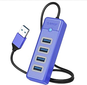ORICO 3-Port USB HUB 3.0, USB Splitter for Laptop with 0.49ft Cable, Multi USB Port Expander, Fast Data Transfer Compatible with Mac OS 10.X and Above, Linux, Android (PW4U-U3-05-BL)