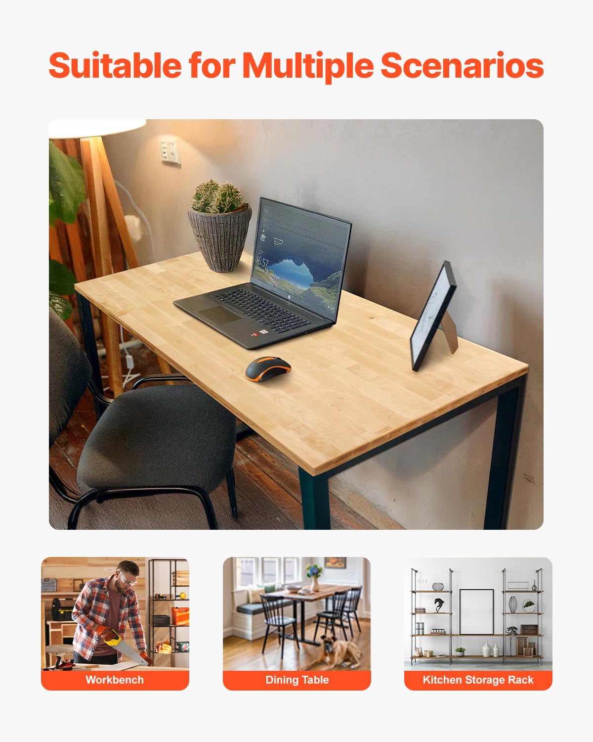 VEVOR Table Top, 330 lbs Load Capacity, 29.5" x 23.6" x 1.5" Rectangular Countertop for Height Adjustable Electric Standing Desk Frame, Universal One-Piece Maple Wood Desktop for Office & Home Desk