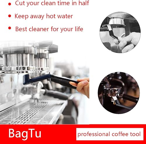 Miniatura 7 de Cepillo de limpieza para máquina de café con cuchara, juego de herramientas para máquina de café expreso, cabeza de grupo, paquete de 3, color negro