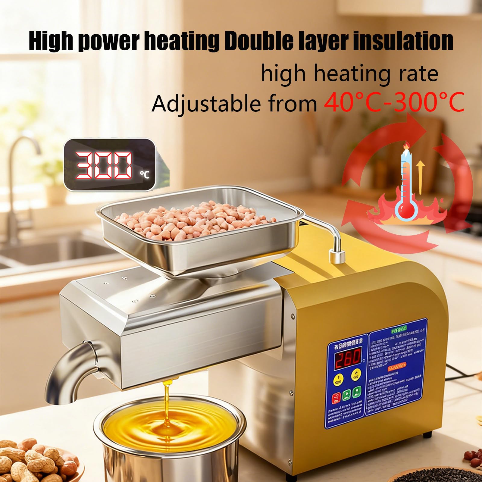 Molino Inteligente De Aceite De Oliva, con Rendimiento De 6 Kg/H A 9 Kg/H, Prensa AutomáTica De Aceite De 800 W/1100 W, para Uso Comunitario 9kg/h