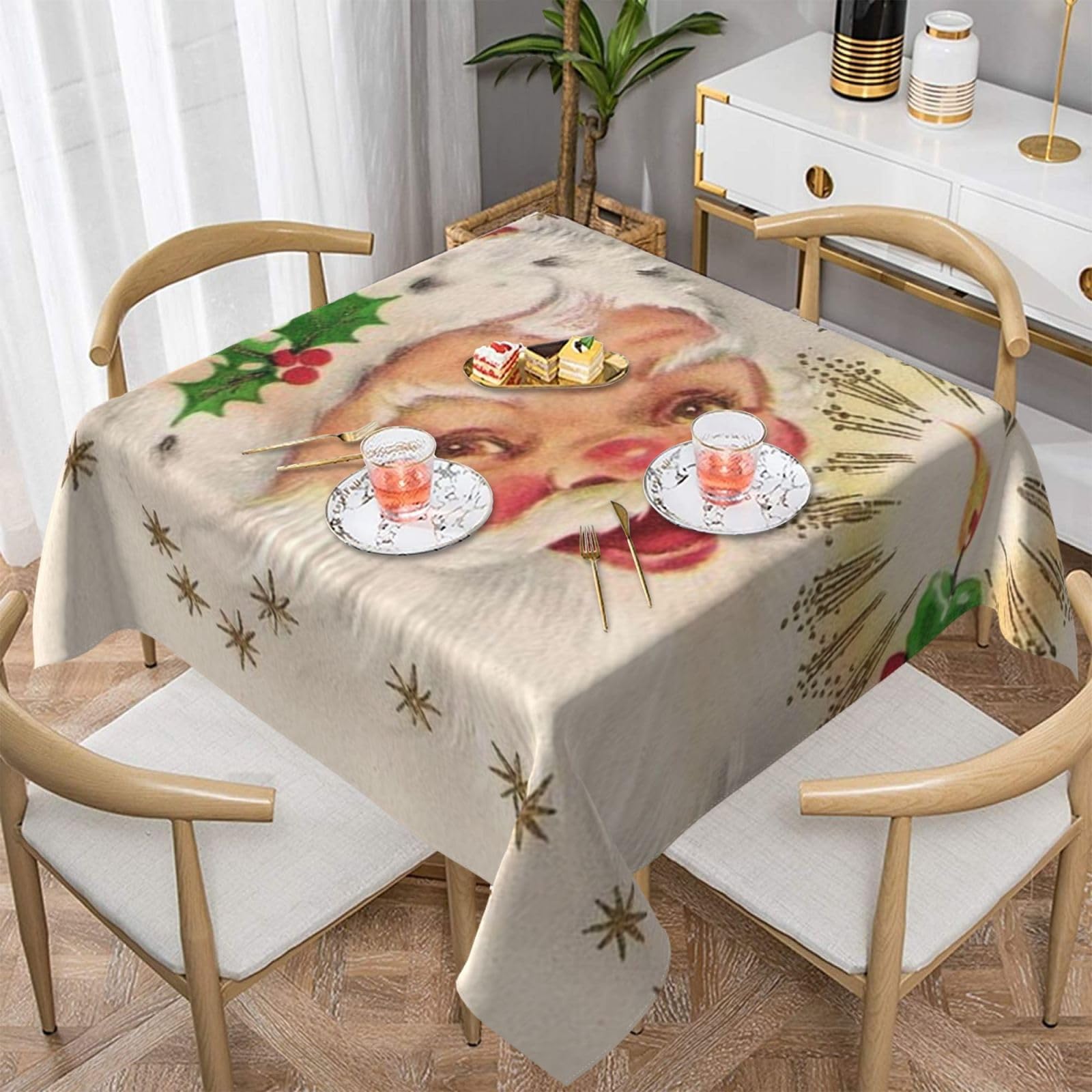 Nappe de Noël imperméable pour de chaleureux repas en famille au salon