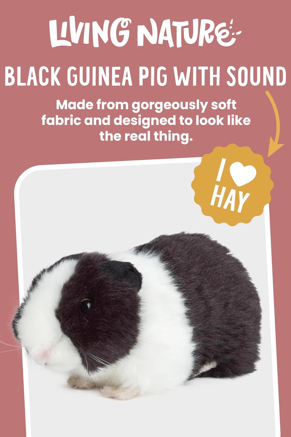 Living Nature Black Guinea Pig Stuffed Animal with Sound | Fluffy Guinea Pig Animal | Soft Toy Gift for Kids - Image 2