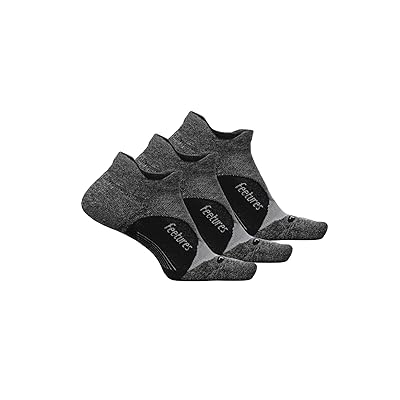Feetures Elite Light Cushion No Show Tab 3 Pair Pack No Show Socks Shoes Gray