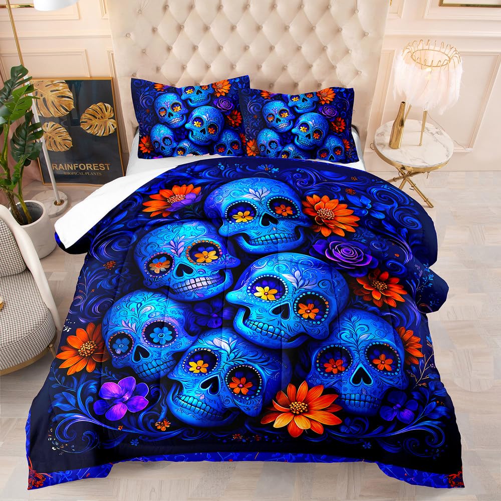 Couette imprimée crâne rétro respirante 140x200 pour un confort thermique 4 saisons idéal