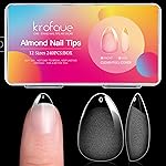 krofaue Almond Nail Tips 240pcs - Half Matte Short Press On Nails, 12 Sizes Pre-Shaped Extra Short Clear Tips for Full Cover Nail Extensions DIY