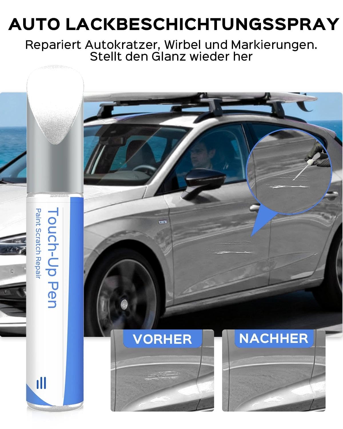 Pennarello per vernice S9R Nevada Bianco Perla compatibile con Cupra