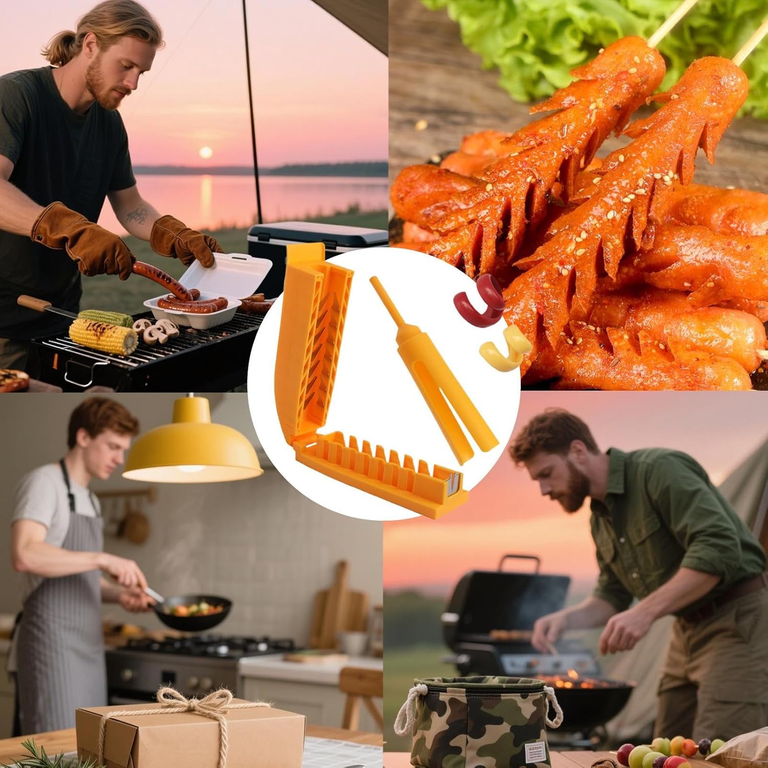 Grilling Cutter: Ergonomic Slicer for Restaurant, Grill, Camping, Kitchen & Garden | Hot Dog Hot -Slip Games Nonsense Cutting Tool